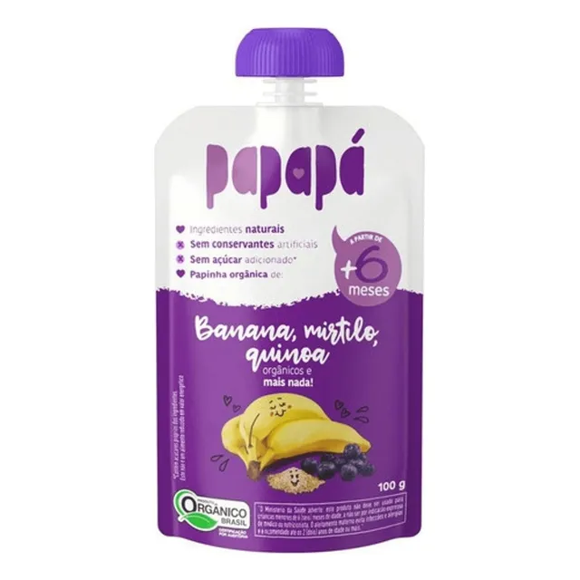 Papinha OrgĂąnica Banana, Mirtilo, Quinoa PapapĂĄ Squeeze 100g Papinha OrgĂąnica Banana, Mirtilo, Quinoa PapapĂĄ Squeeze 100g