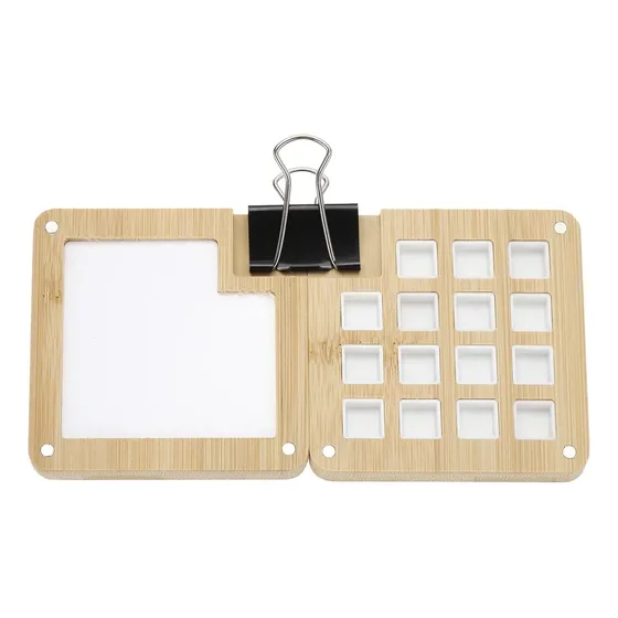 Mini Paleta Portátil En Madera Para Acuarela 7.5 Cm X 16 Cm