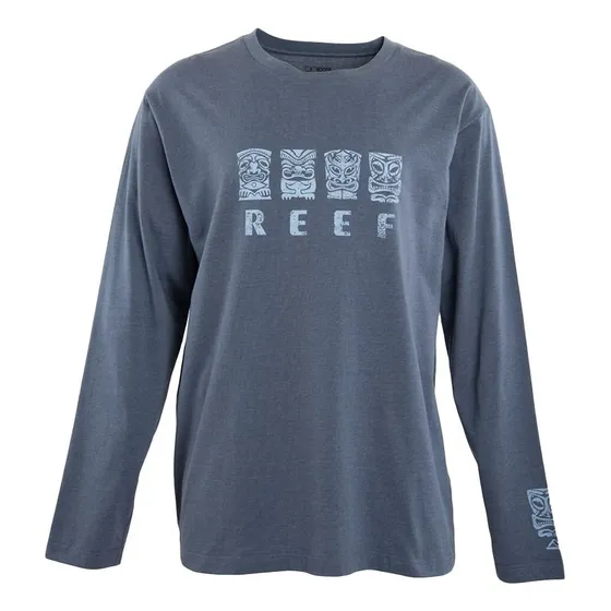Reef ~ Polera M/l Con Estampado Delantero Y Manga Color Azul
