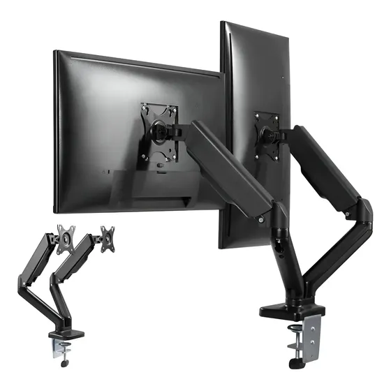 Brazo Soporte Doble Para 2 Monitores Linkon Escritorio Gas Color Negro | MercadoLibre