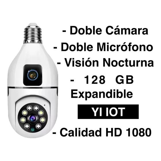 Camara Dual Bombillo Ip Wifi Inalambrica Robotica 360 
