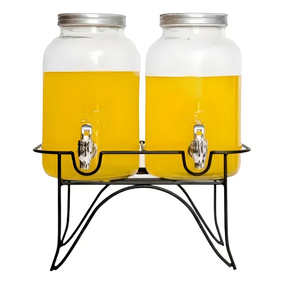 Dispensadores doble de jugo con atril 5 litros jarra dispensadores de bebidas portatil cocina Pasteleriacl