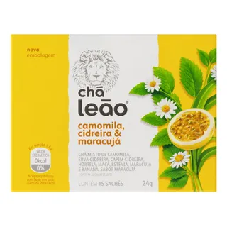 ChĂĄ Camomila, Cidreira & MaracujĂĄ ChĂĄ LeĂŁo Caixa 24g 15 Unidades ChĂĄ Camomila, Cidreira & MaracujĂĄ ChĂĄ LeĂŁo Caixa 24g 15 Unidades