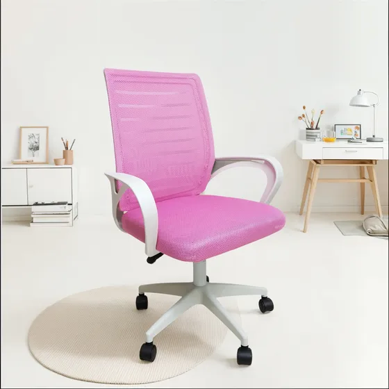 Silla Para Escritorio Blanca  Juvenil Con Tapizado Mesh