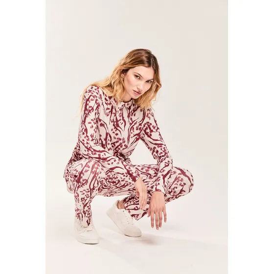 Chino Recto De Lanilla Waffle Estampada, Scarlet Koxis Mujer