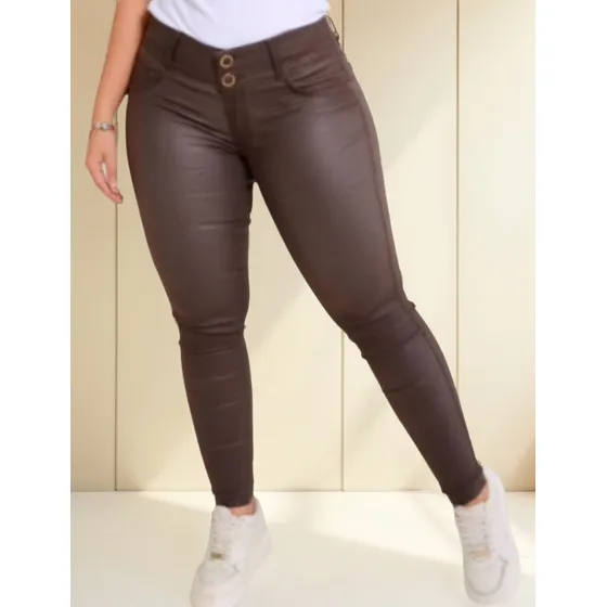 Jeans Efecto Cuero Levanta Cola