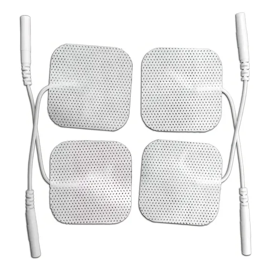 Pack 4 Parches Electrodos 5x5cm - Almohadillas Para Electroestimulador Máquina Tens Ems - Repuestos Electroestimulación - Reutilizables - Pin De 2mm