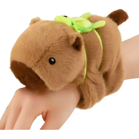 Capivara Bracelete Pelúcia Filó Kawaii Com Cauda Giratória Marrom