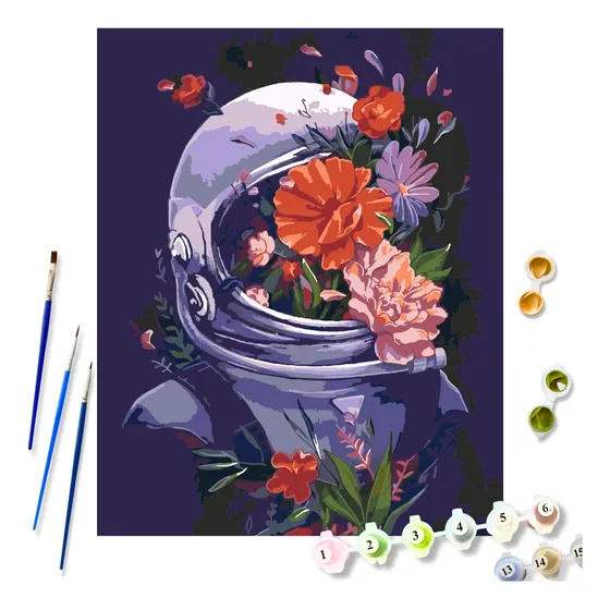 Kit Pintura Por Número Astronauta 40x50 Universo Pasatiempos