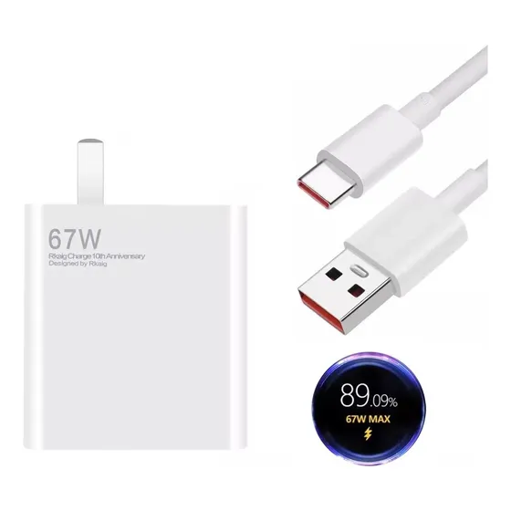 Cargador 67w Carga Rápida Para Xiaomi Decimales + Cable 3 A
