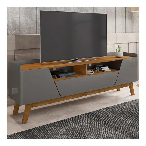 Rack Tv Até 70 Polegadas Florença Titanium/nature Bechara Cor Cinza