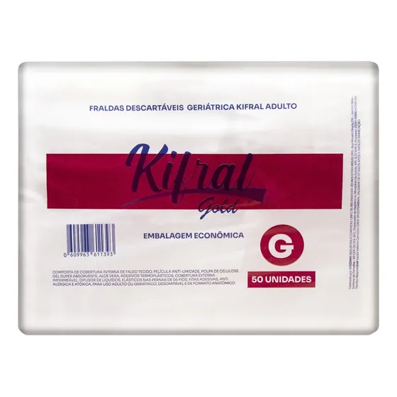 Fralda Geriátrica Pacote Econômico - Kifral 50un (tam G)