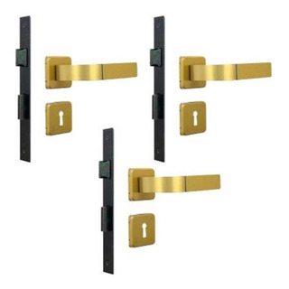 Kit 3 Fechaduras Roseta Módena Bronze Latonado Interna Mgm Kit 3 Fechaduras Roseta Módena Bronze Latonado Interna Mgm