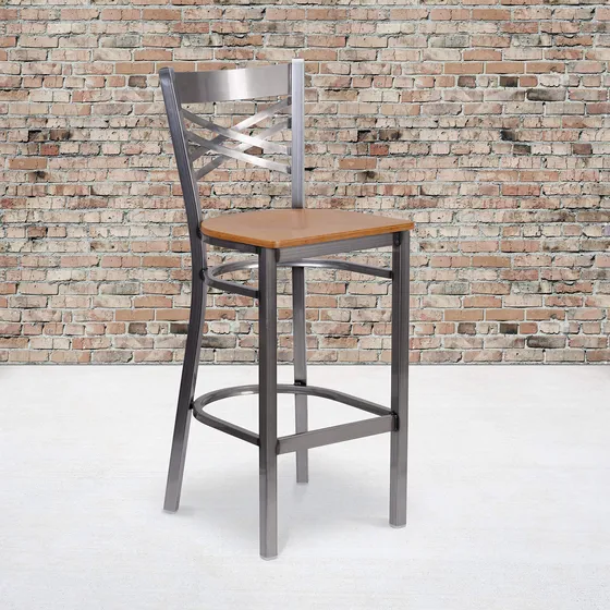 Taburete Bar Metal Revestimiento Transparente Forma X Para -
