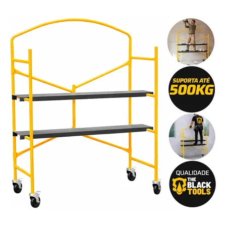 Andaime Portátil Dobrável Suporta Até 500kg C/2 Plataformas