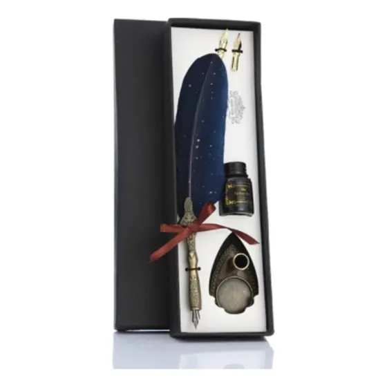 Set De Pluma Caligráfica Estilo Retro, Azul.  Jp