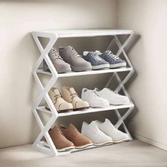Zapatero Organizador De Zapatillas 4 Niveles Estanteria Color Blanco