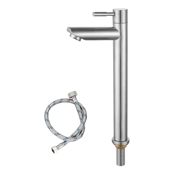 Grifo Lavabo Baño Niquel Cepillado Solo Agua Fria Cuerpo No