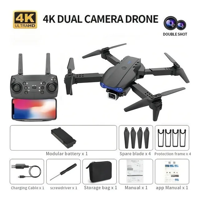 Mini Drone 4k Dual Camera E99 Pro2 Professional Color Negro