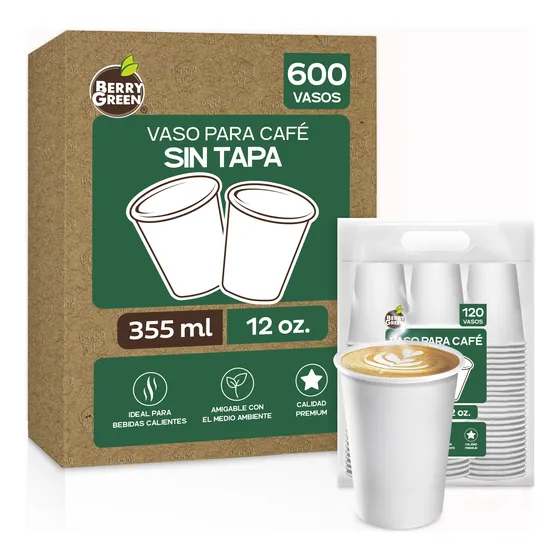 600 Vasos Blancos Para Café Desechables 12 Oz Resistentes