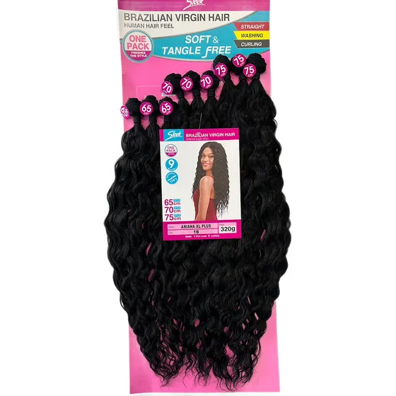 Cabelo Bio Vegetal Cacheado Ariana Xl Plus 75cm 320g Sleek Cor 1b - Preto