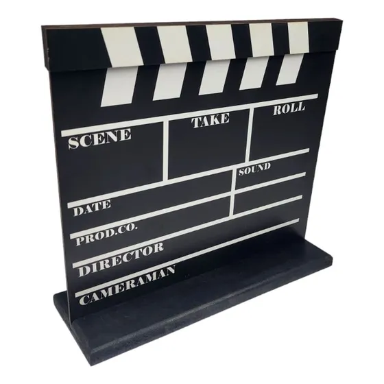 Claquete Cinema Mdf Decoração Festa 29x27cm Studios Com Base