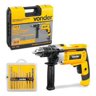 Furadeira Com Impacto 13mm Vonder Fiv 709 710w Y Acessórios Com Maleta De Transporte 50hz/60hz Furadeira Com Impacto 13mm Vonder Fiv 709 710w Y Acessórios Com Maleta De Transporte 50hz/60hz