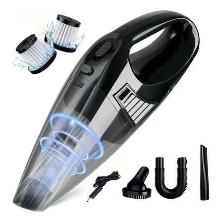 Aspirador De Pó Portátil Sem Fio Acrensly 6000kpa Bivolt - Com Mangueira Longa, Pontas De Aspiração, Pincel, Recarregável Via Usb, Leve - Ideal Para Casa E Carro Preto 127/220v