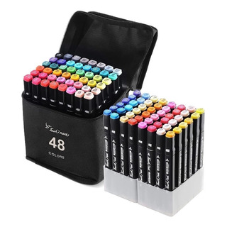 Set De 48 Marcadores Doble Punta Con Punta Pincel - Colores Set De 48 Marcadores Doble Punta Con Punta Pincel - Colores