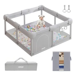 Vdod Corralito Para Bebé Corral 1.2m X 1.2m De Juegos Para Bebés Niños Con Esponja Anticolisión Engrosada Material Seguro Libre De Bpa Corral Antideslizante Colecho Con Accesorios Color Gris