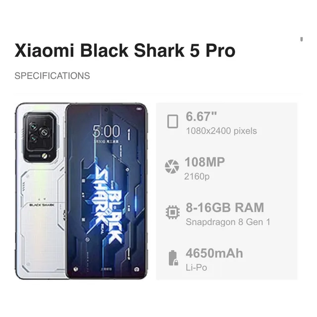 Xiaomi Black Shark 5 Pro 512gb 16gb Dual Sim