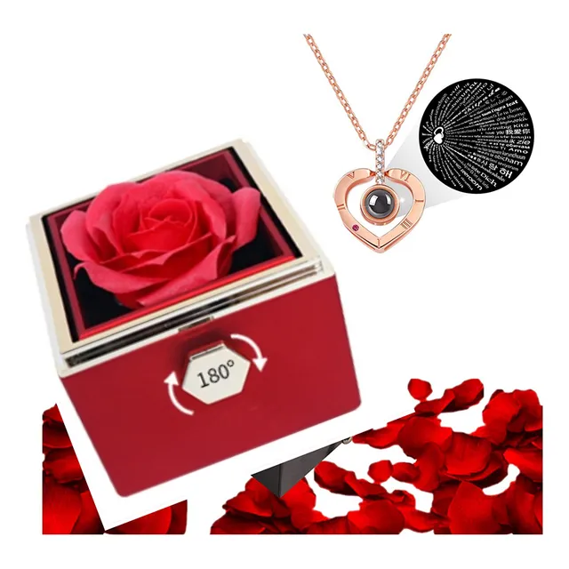 Regalo Dia De La Madre Rosa Artificial+collar Lindo Joyero
