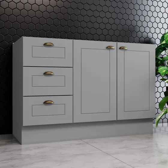 Bajo Mesada Mueble Cocina Americana Puertas Cajones 1.20 Mt
