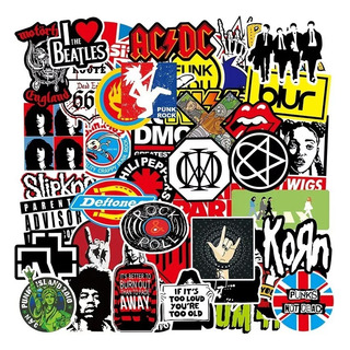 Bandas De Rock Variadas 50 Calcomanias Stickers Contra Agua Bandas De Rock Variadas 50 Calcomanias Stickers Contra Agua