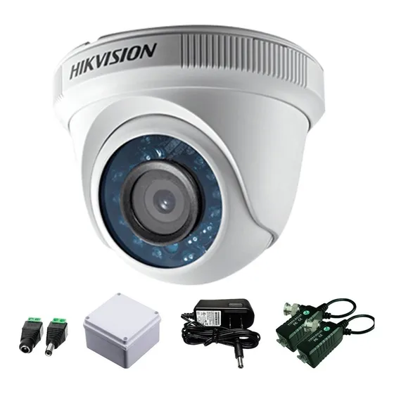 Cámara Domo Hikvision Turbo 4 Hd 1080p 2mp + Balum + Fuente