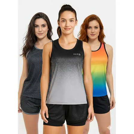 Kit 3 Regatas Fitness Feminina Lote Treino Academia Dry Fit