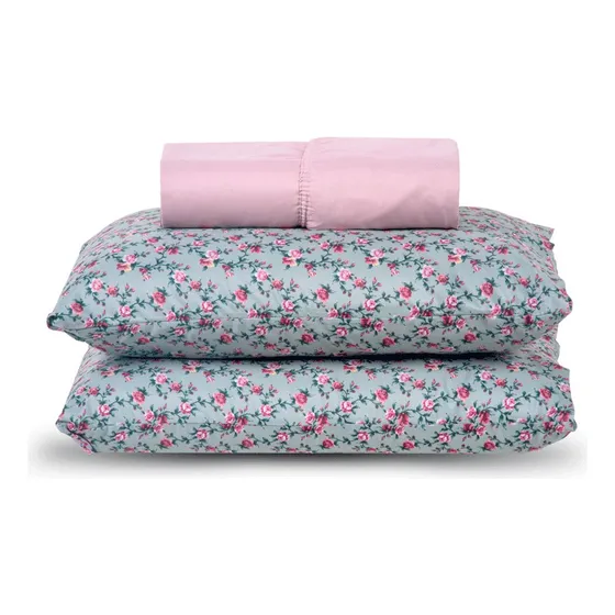 Jogo Lençol Modern Casal Queen 3 Peças Micropercal 300 Fios Cor Rose Desenho Do Tecido Cor
