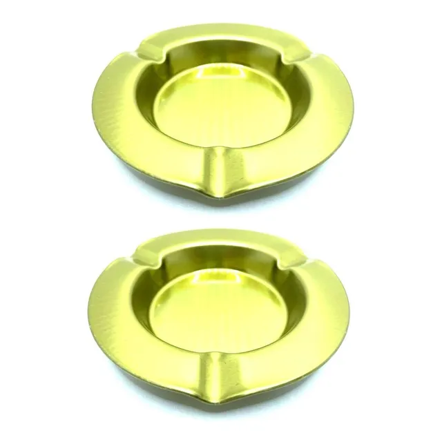 Kit 2 Cinzeiro Simples Latão Chique Dourado E Cinza 3 Apoios