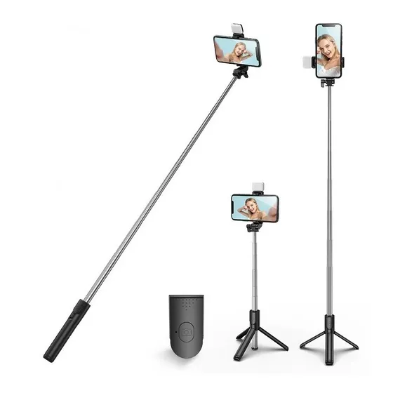 Bastón Selfie Trípode Con Luz Y Mando A Distancia Bluetooth