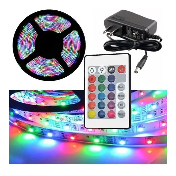 Cinta Led Carrete De Luz Led De 5 Metros Rbg Con Su Control