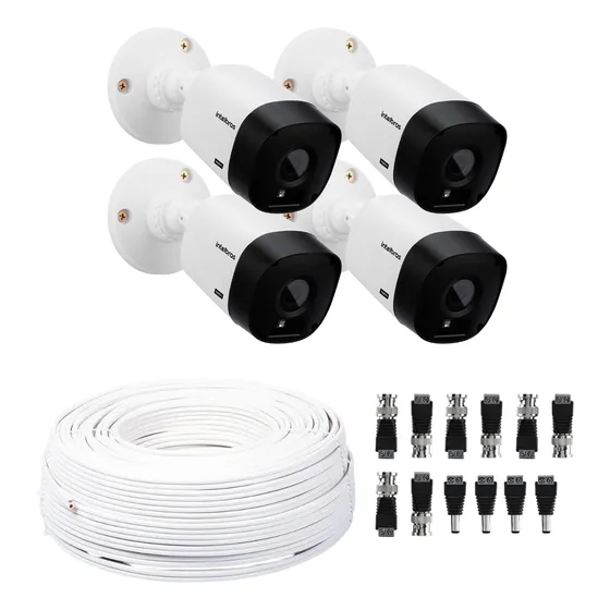 Kit 4 Câmera Bullet Intelbras + Cabos + Conectores +brinde