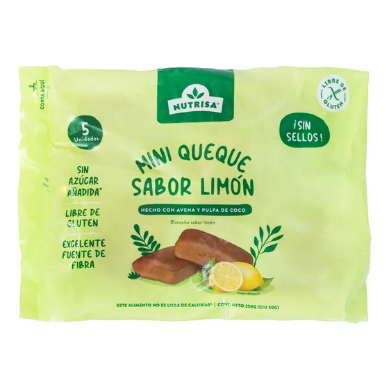 Mini Queque Limón Sin Gluten Nutrisa X 5 Unid 250 Gr