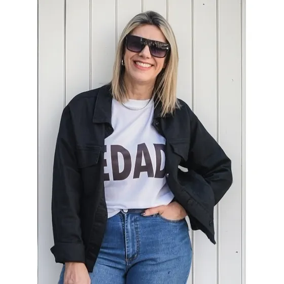 Campera Jean Negra Sobrecamisa Negra Talles Grandes Ailen