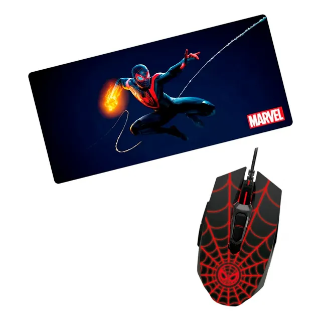 Mouse Pad Xxl + Mouse Gamer Marvel Spider Man