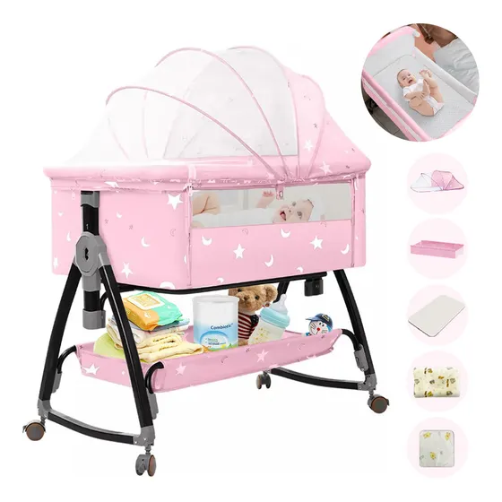 Cuna Bebes Plegable 4 En 1 Ruedas Mosquitero Cambiador