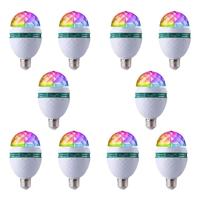  Kit 10 Lampadas Led Giratoria Dj Strobo Rgb Decoração Festa