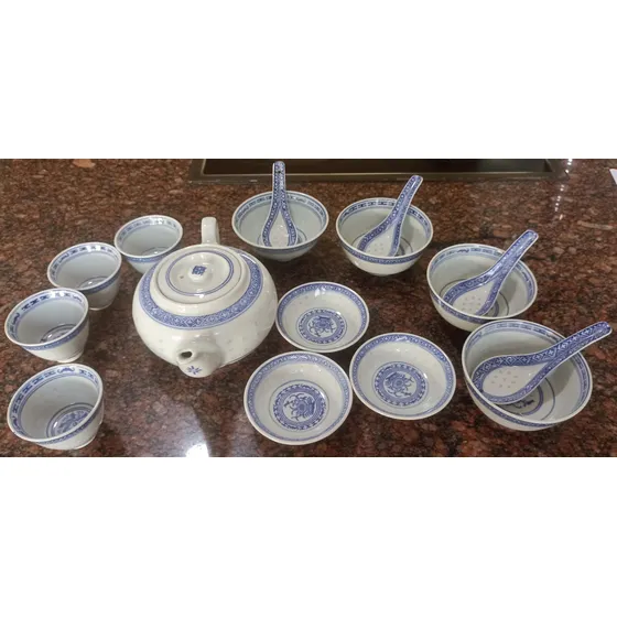 Juego De Tetera Y Tazas Ceramica China Set De 16 Pzas
