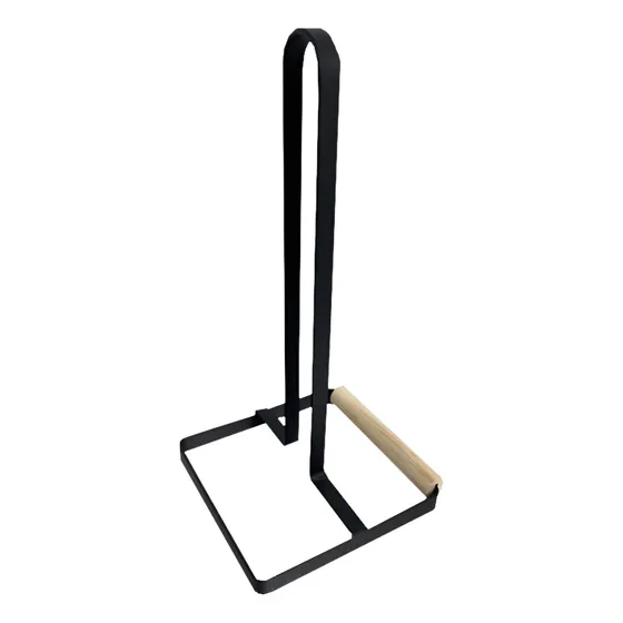 Porta Rollo De Cocina Metálico Y Madera Portarrollo De Mesa Color Negro