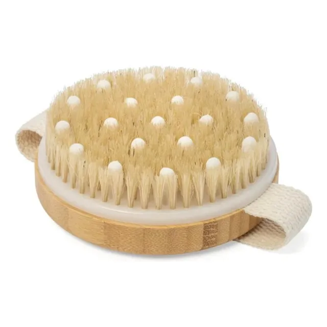 Cepillo De Bambú Exfoliante Para Masaje Corporal Y Celulitis
