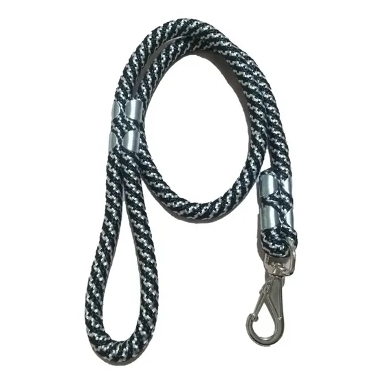 Guia Para Cachorro Grande Resistente Com 1 Metro Cor Preto E Branco Guia Corda 1 Metros